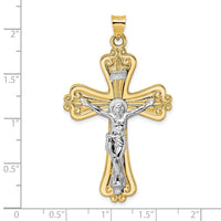 14k Two-tone Polished Solid Fancy INRI Crucifix Pendant-XR1871