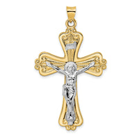 14k Two-tone Polished Solid Fancy INRI Crucifix Pendant-XR1871