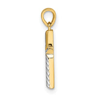 14k w/Rhodium Diamond-cut Small Latin Cross Pendant-XR1872