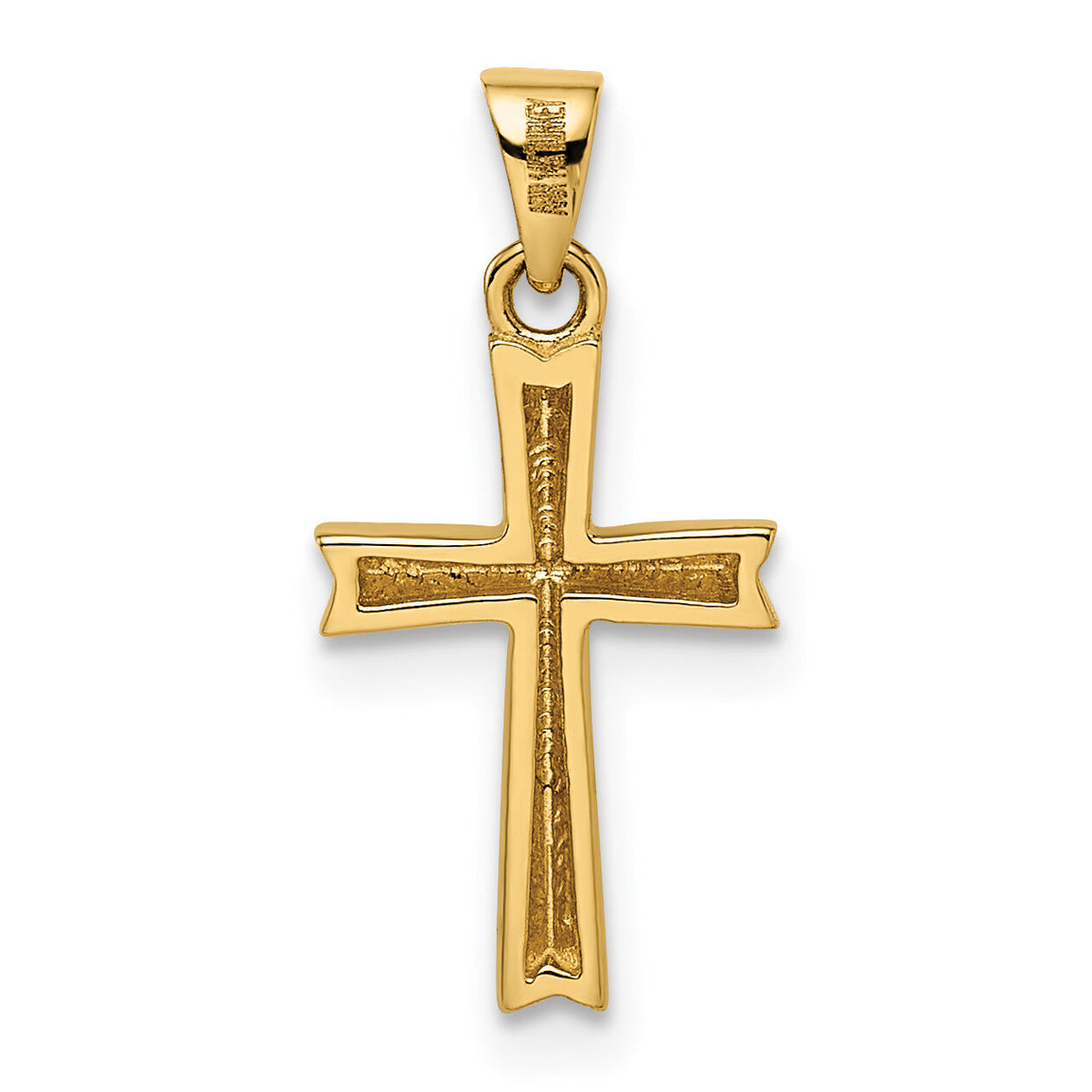 14k w/Rhodium Diamond-cut Small Latin Cross Pendant-XR1872