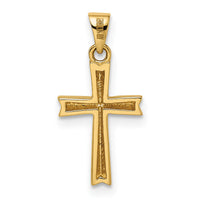 14k w/Rhodium Diamond-cut Small Latin Cross Pendant-XR1872