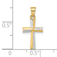 14k w/Rhodium Diamond-cut Small Latin Cross Pendant-XR1872