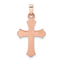 14k Rose and White Gold Polished Fleur de Lis INRI Hollow Crucifix-XR1873