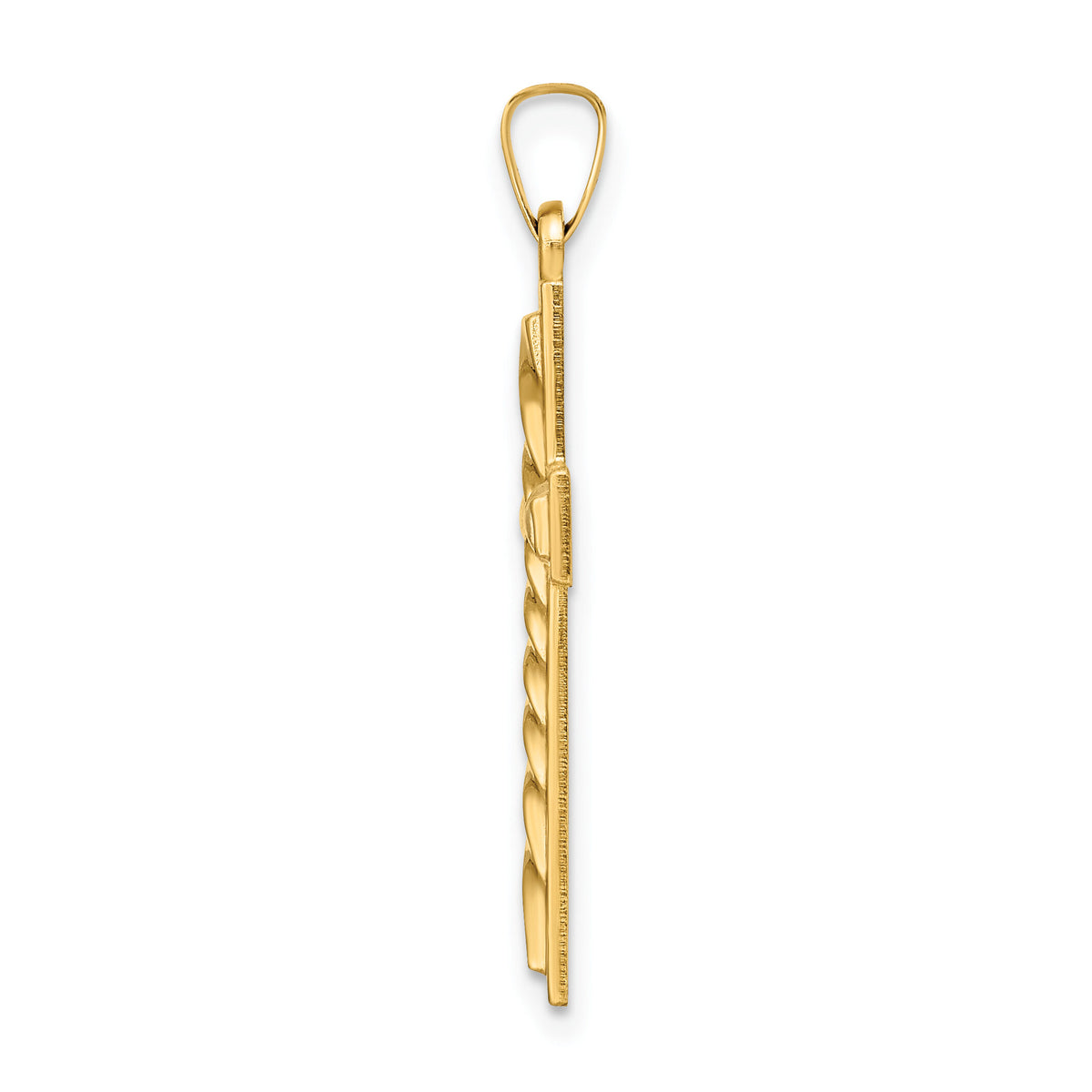 14k Polished and Twisted Hollow Cross Pendant-XR1874