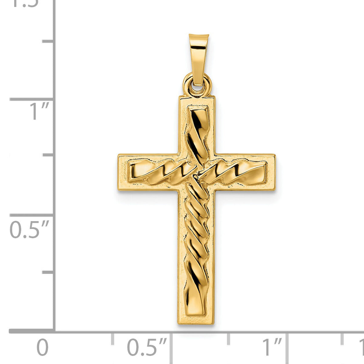14k Polished and Twisted Hollow Cross Pendant-XR1874