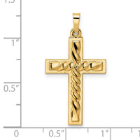 14k Polished and Twisted Hollow Cross Pendant-XR1874