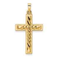 14k Polished and Twisted Hollow Cross Pendant-XR1874