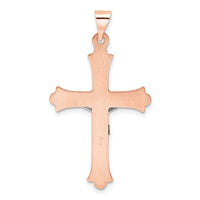 14k Rose and White Gold Polished Fleur de Lis INRI Hollow Crucifix-XR1875
