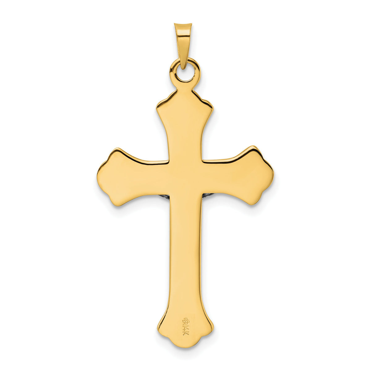14k Two-tone Polished Solid INRI Fleur de Lis Crucifix Pendant-XR1877