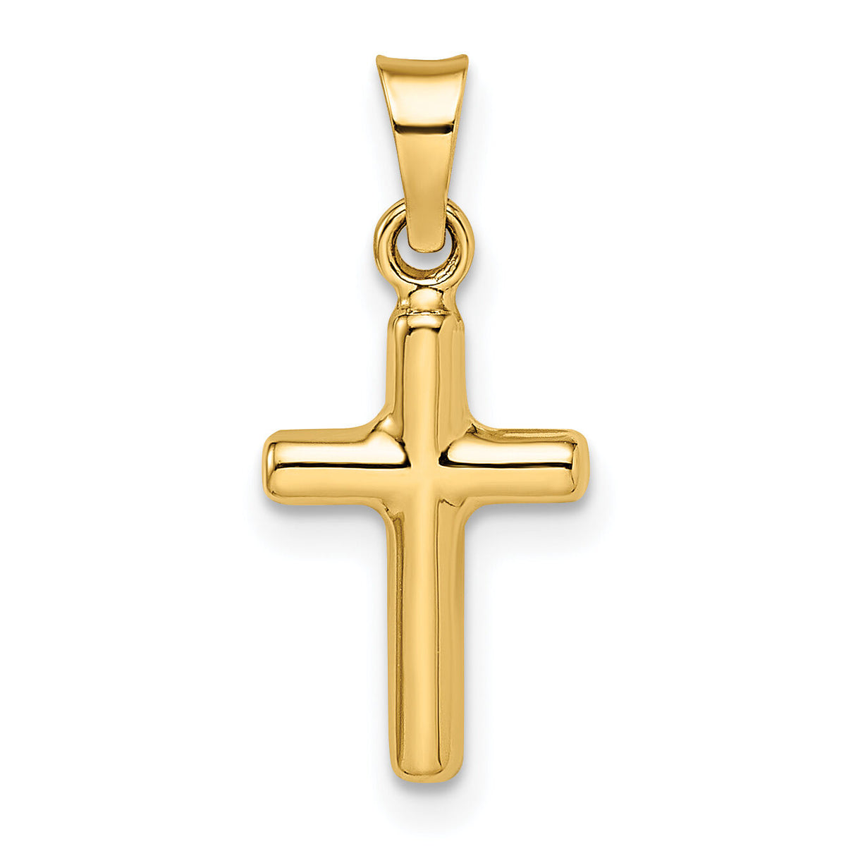 14k Polished Diamond-cut Reversible Puffed Cross Pendant-XR1878