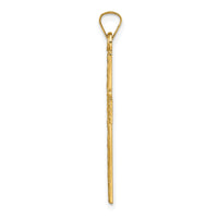 14k Polished Wood Texture Solid Cross Pendant-XR1882
