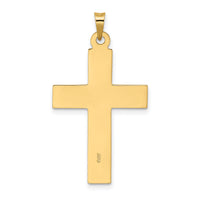 14k Polished Wood Texture Solid Cross Pendant-XR1882
