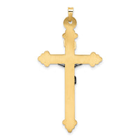 14k Two-tone Polished Hollow INRI Budded Crucifix Pendant-XR1883