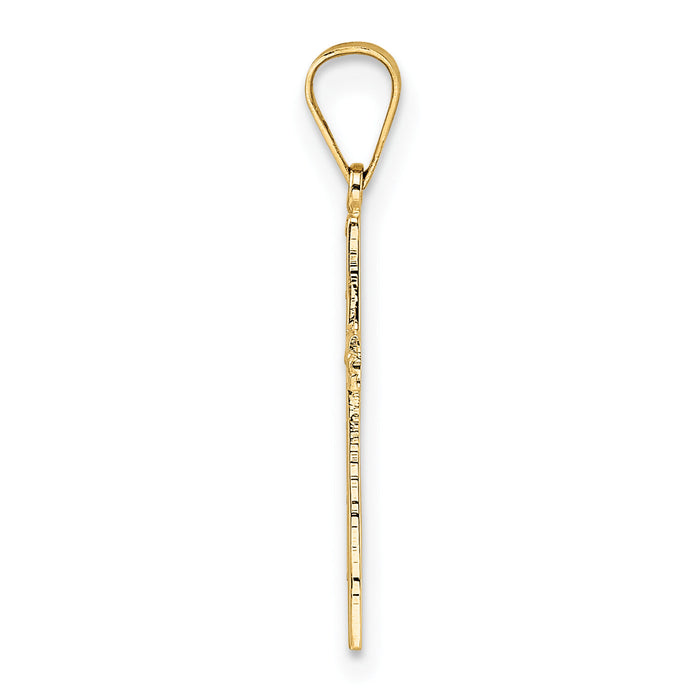 14k Polished Solid Cross Pendant-XR1884