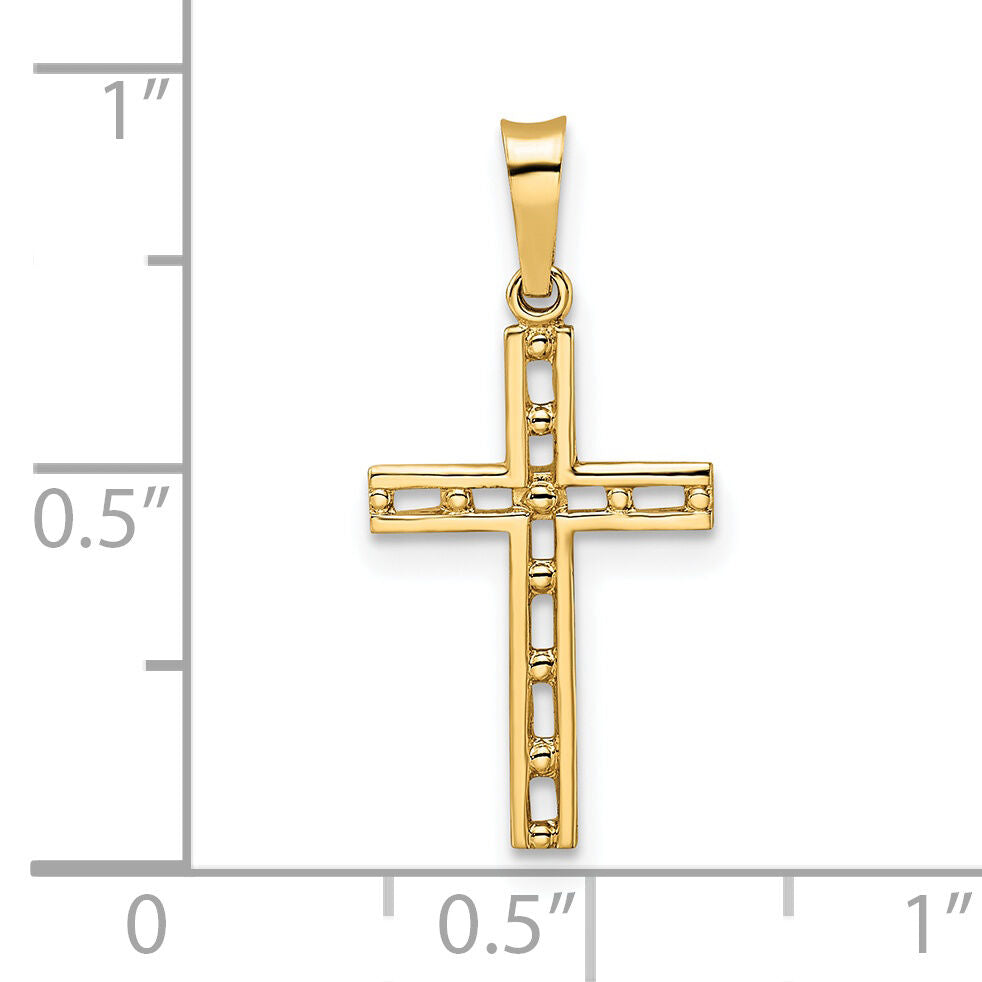 14k Polished Solid Cross Pendant-XR1884