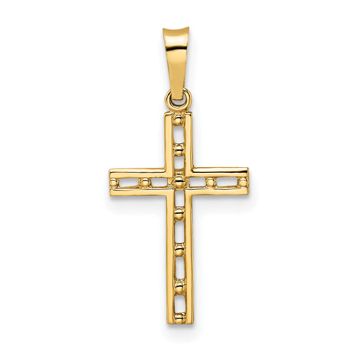 14k Polished Solid Cross Pendant-XR1884