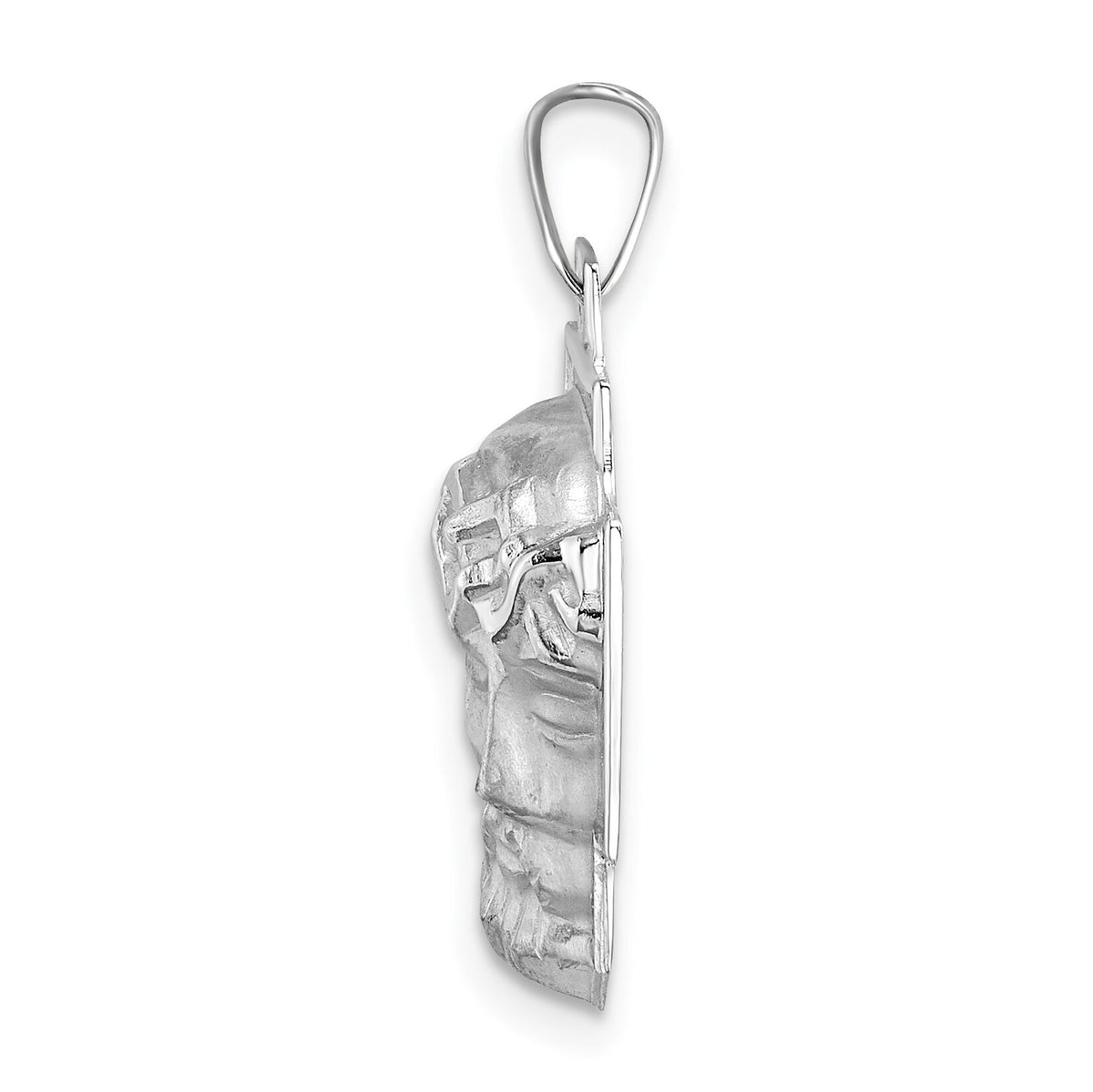 14k White Gold Polished and Satin Solid Jesus Head Pendant-XR1885