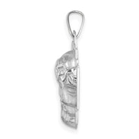 14k White Gold Polished and Satin Solid Jesus Head Pendant-XR1885