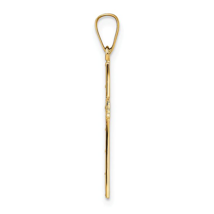 14k Polished Solid Cross Pendant-XR1886