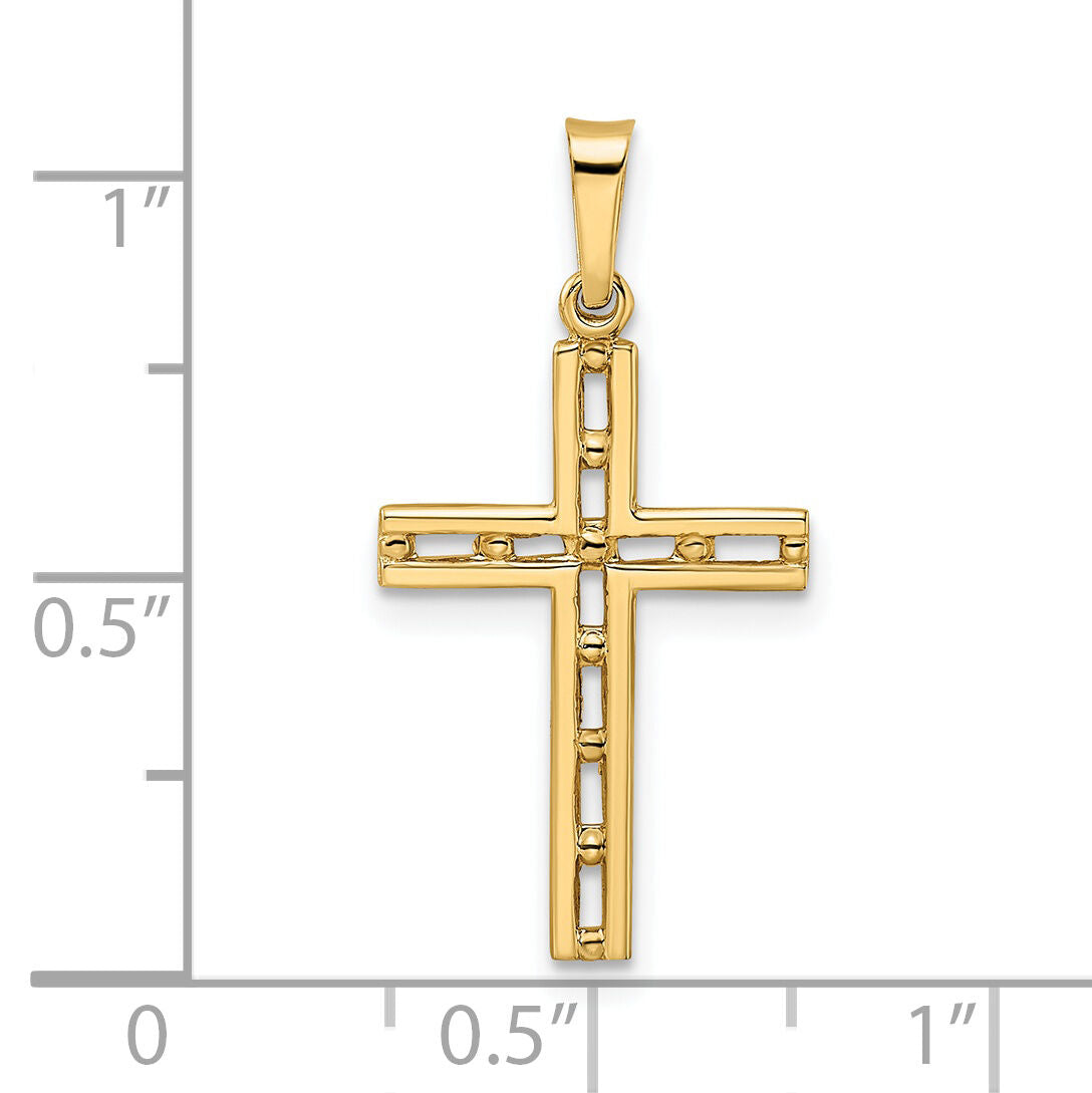 14k Polished Solid Cross Pendant-XR1886