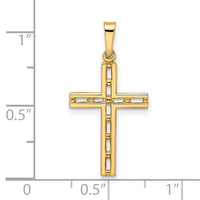 14k Polished Solid Cross Pendant-XR1886