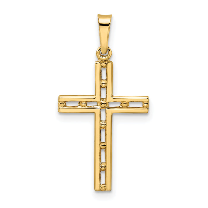 14k Polished Solid Cross Pendant-XR1886