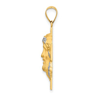 14k Polished and Satin Hollow Jesus Face Cross Pendant-XR1887