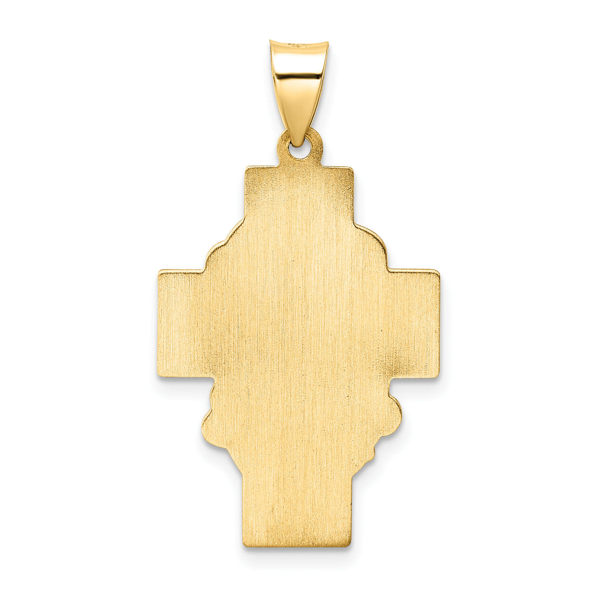 14k Polished and Satin Hollow Jesus Face Cross Pendant-XR1887
