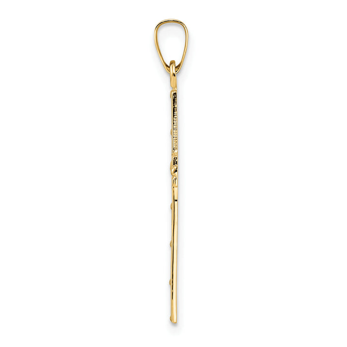 14k Polished Solid Cross Pendant-XR1888