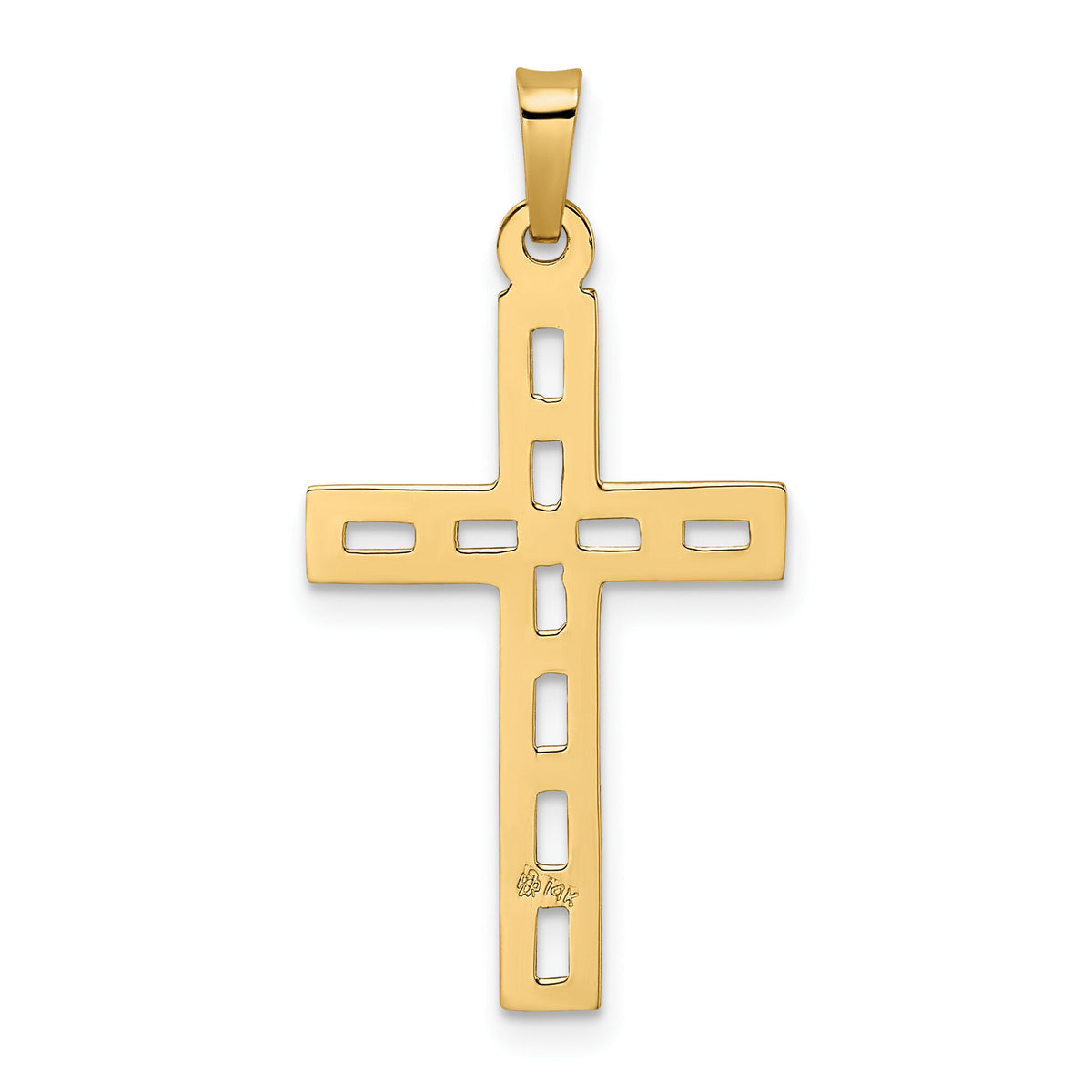 14k Polished Solid Cross Pendant-XR1888