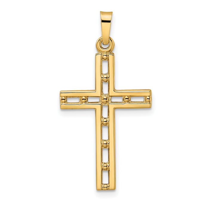 14k Polished Solid Cross Pendant-XR1888