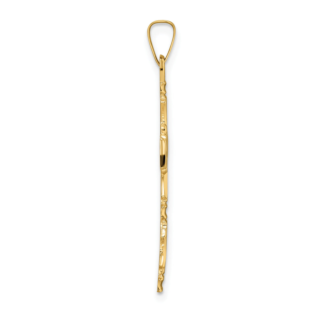 14k Polished Solid Floral Center Cross Pendant-XR1890