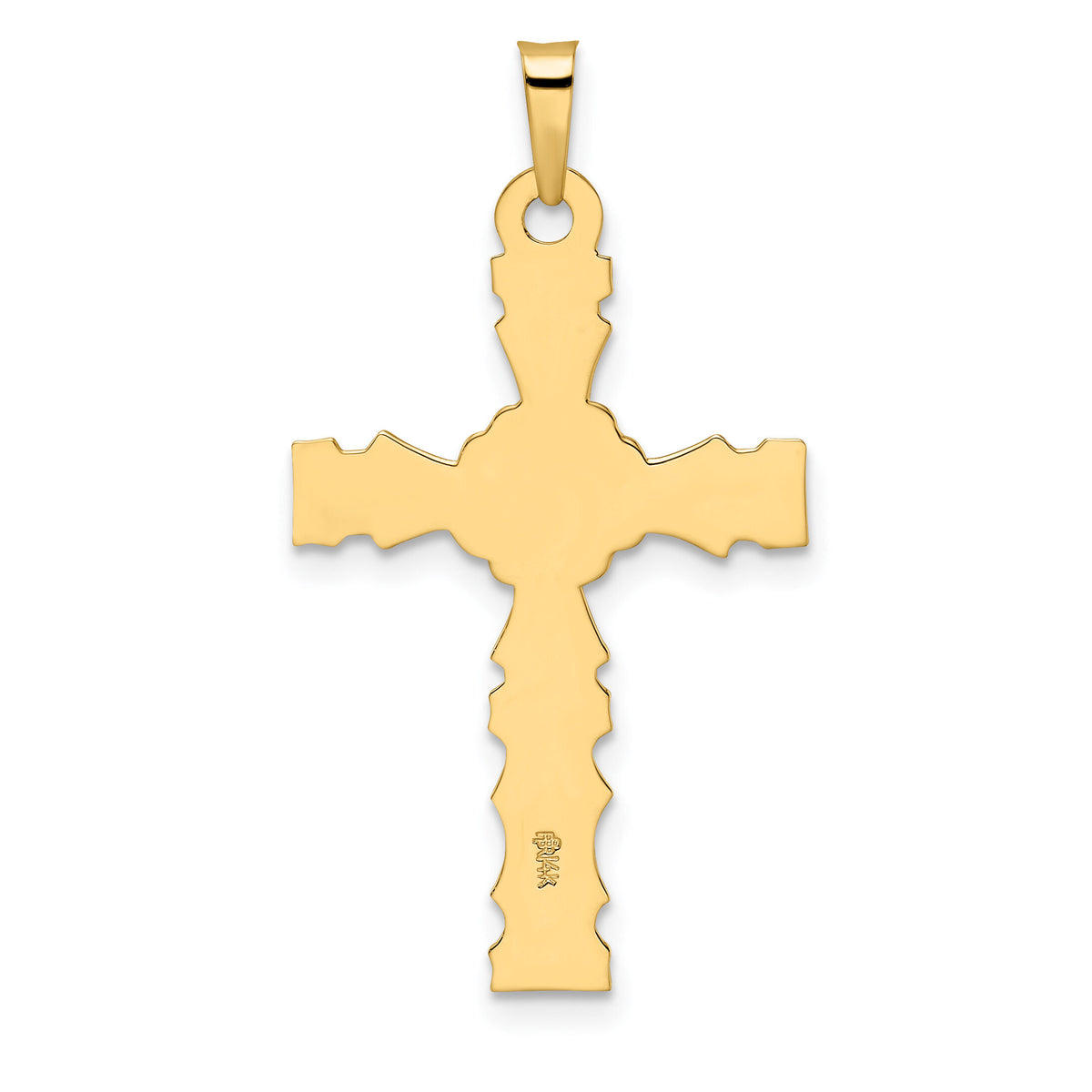 14k Polished Solid Floral Center Cross Pendant-XR1890