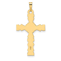 14k Polished Solid Floral Center Cross Pendant-XR1890
