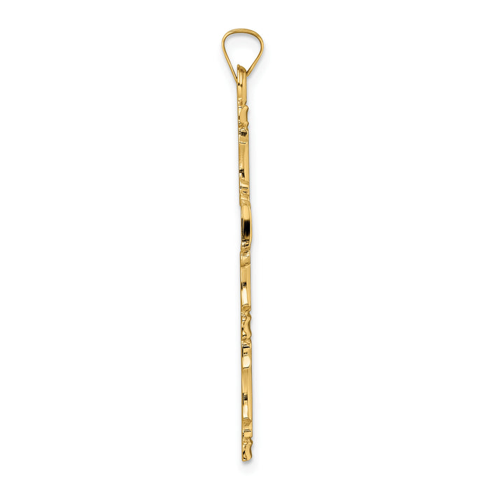 14k Polished Solid Fancy Design Cross Pendant-XR1892