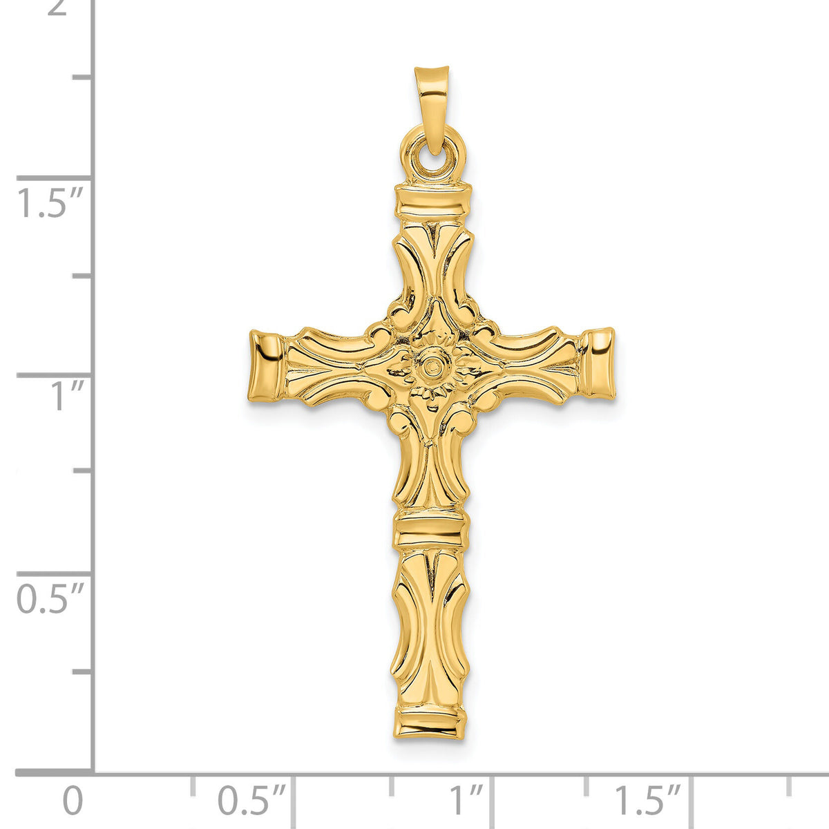 14k Polished Solid Fancy Design Cross Pendant-XR1892