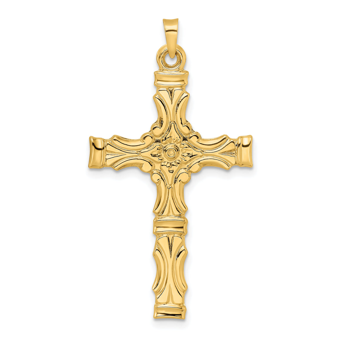 14k Polished Solid Fancy Design Cross Pendant-XR1892