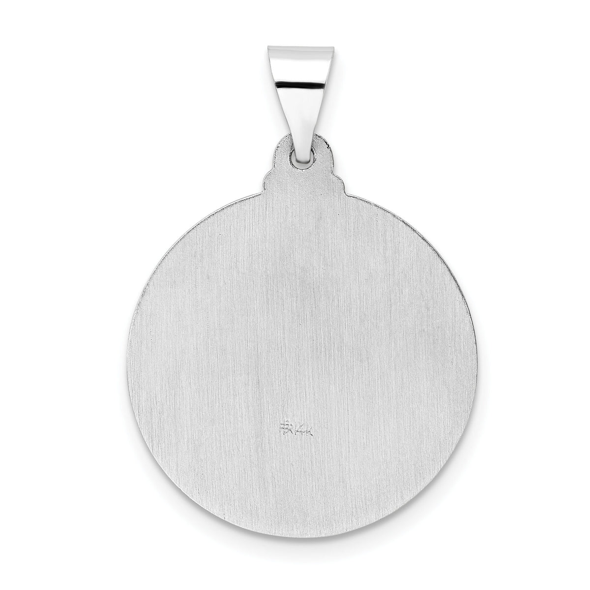 14k White Gold Polished and Satin Hollow Jesus Face Disc Pendant-XR1893