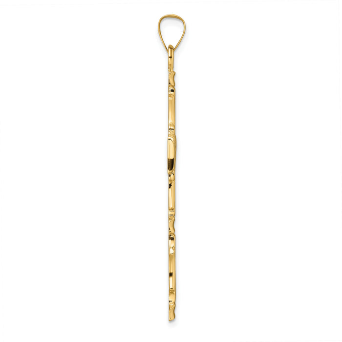 14k Polished Solid Fancy Design Cross Pendant-XR1894