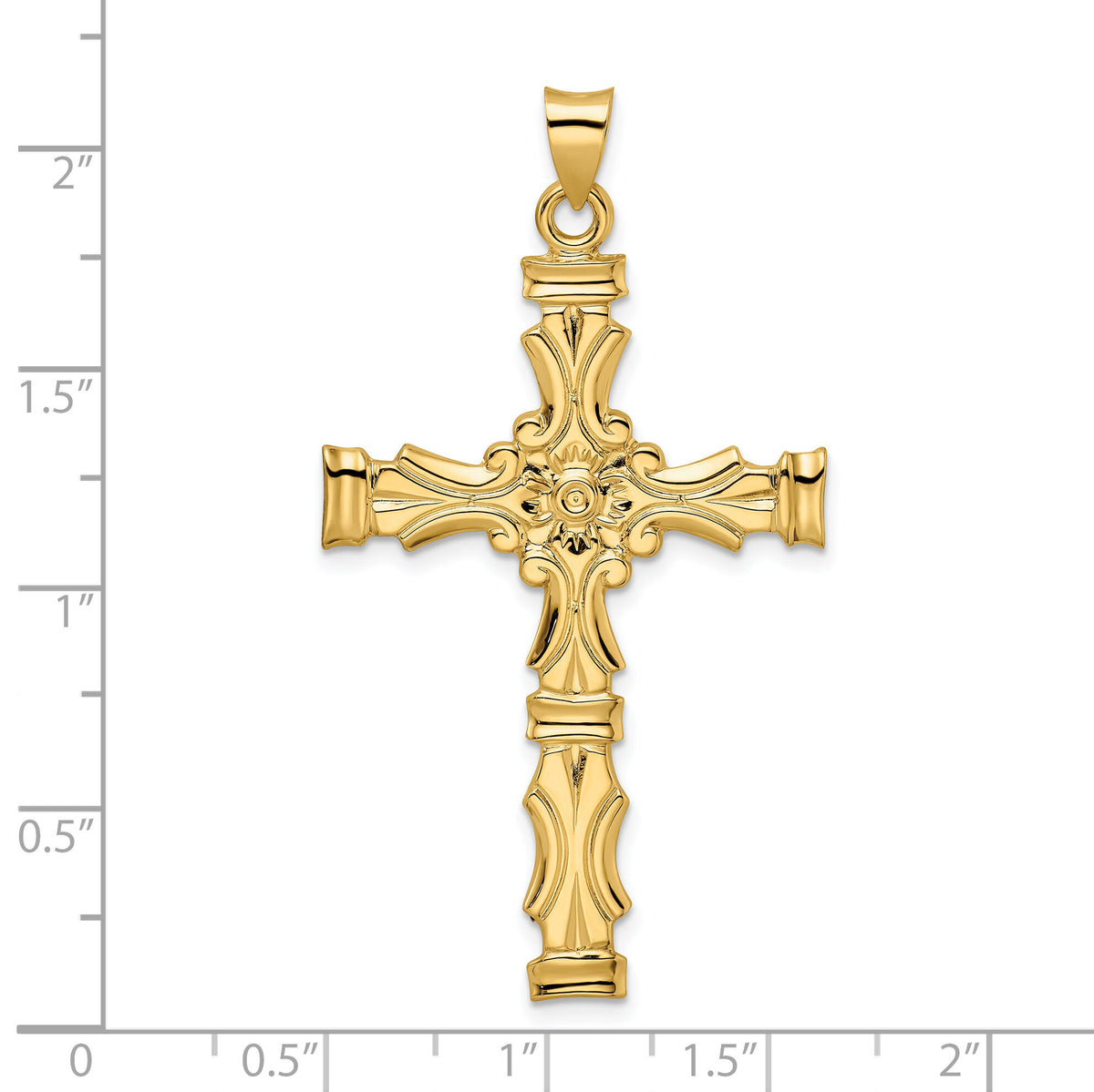 14k Polished Solid Fancy Design Cross Pendant-XR1894