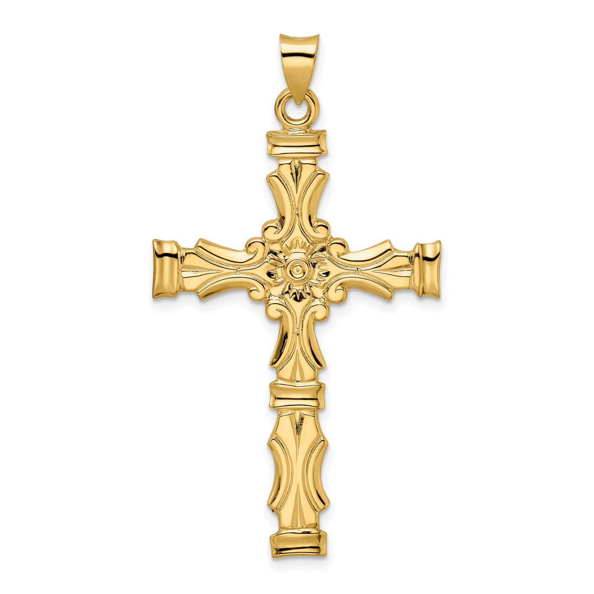 14k Polished Solid Fancy Design Cross Pendant-XR1894