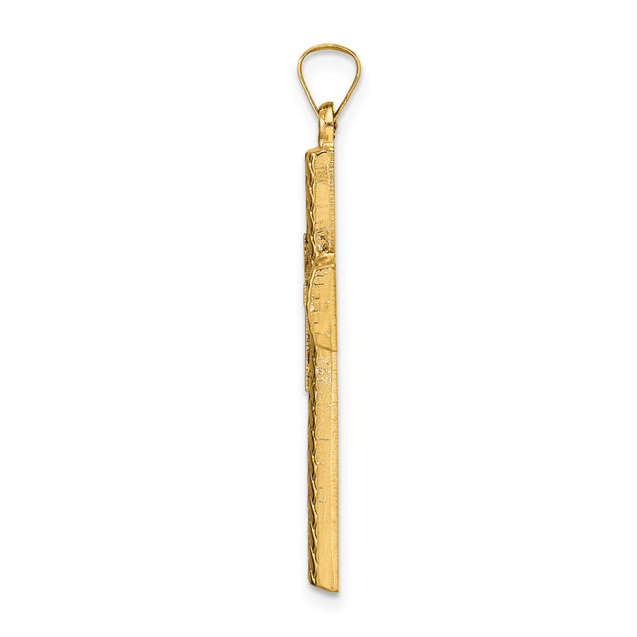 14k Two-tone Polished Hollow Woven Double Cross Pendant-XR1898