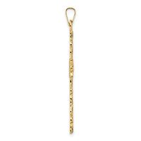 14k Polished and Textured Floral Solid Cross Pendant-XR1900