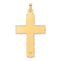 14k Polished and Textured Floral Solid Cross Pendant-XR1900