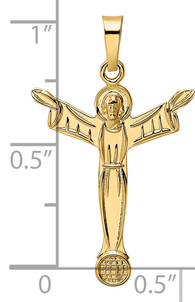 14k Polished Solid Risen Christ Pendant-XR1901