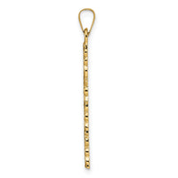 14k Polished and Textured Solid Floral Cross Pendant-XR1902
