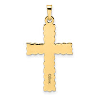 14k Polished and Textured Solid Floral Cross Pendant-XR1902