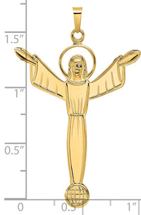 14k Polished Solid Risen Christ Pendant-XR1903