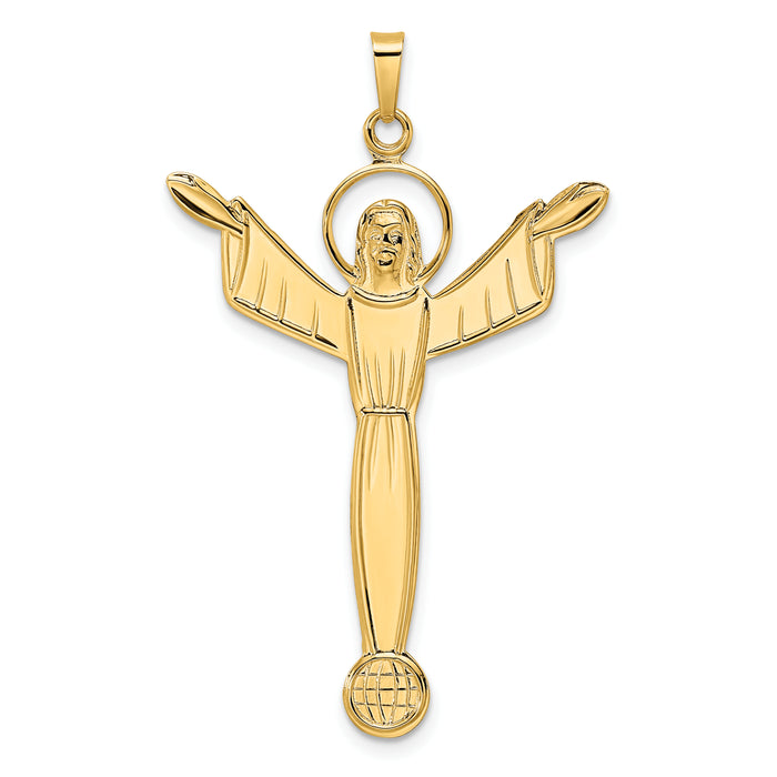 14k Polished Solid Risen Christ Pendant-XR1903