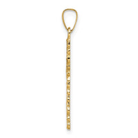 14k Polished and Textured Solid Floral Cross Pendant-XR1904